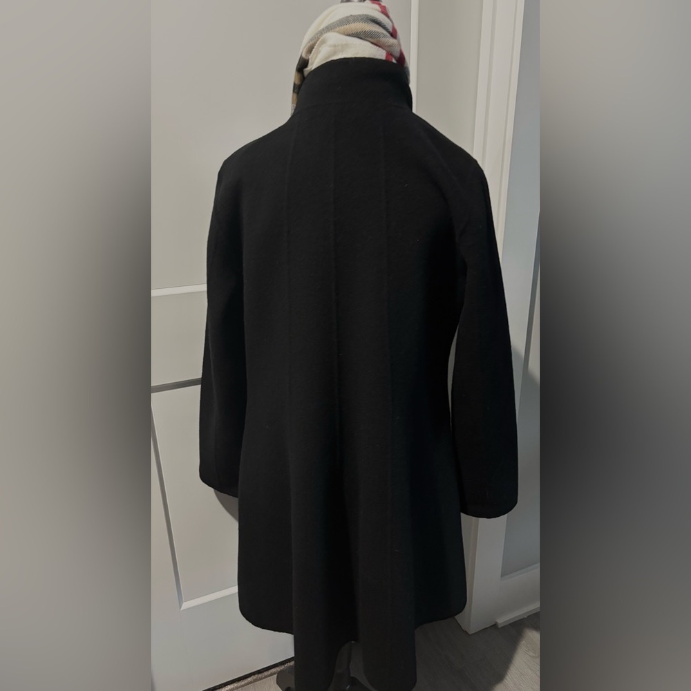 EILEEN FISHER VINTAGE BLACK WOOL SWING COAT (NEHRU) STAND UP COLLAR SZ XS- S - Picture 2 of 16
